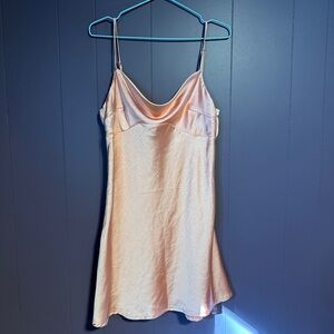 Princess Polly Peach Satin Slip Dress Cowl Neck Size 10